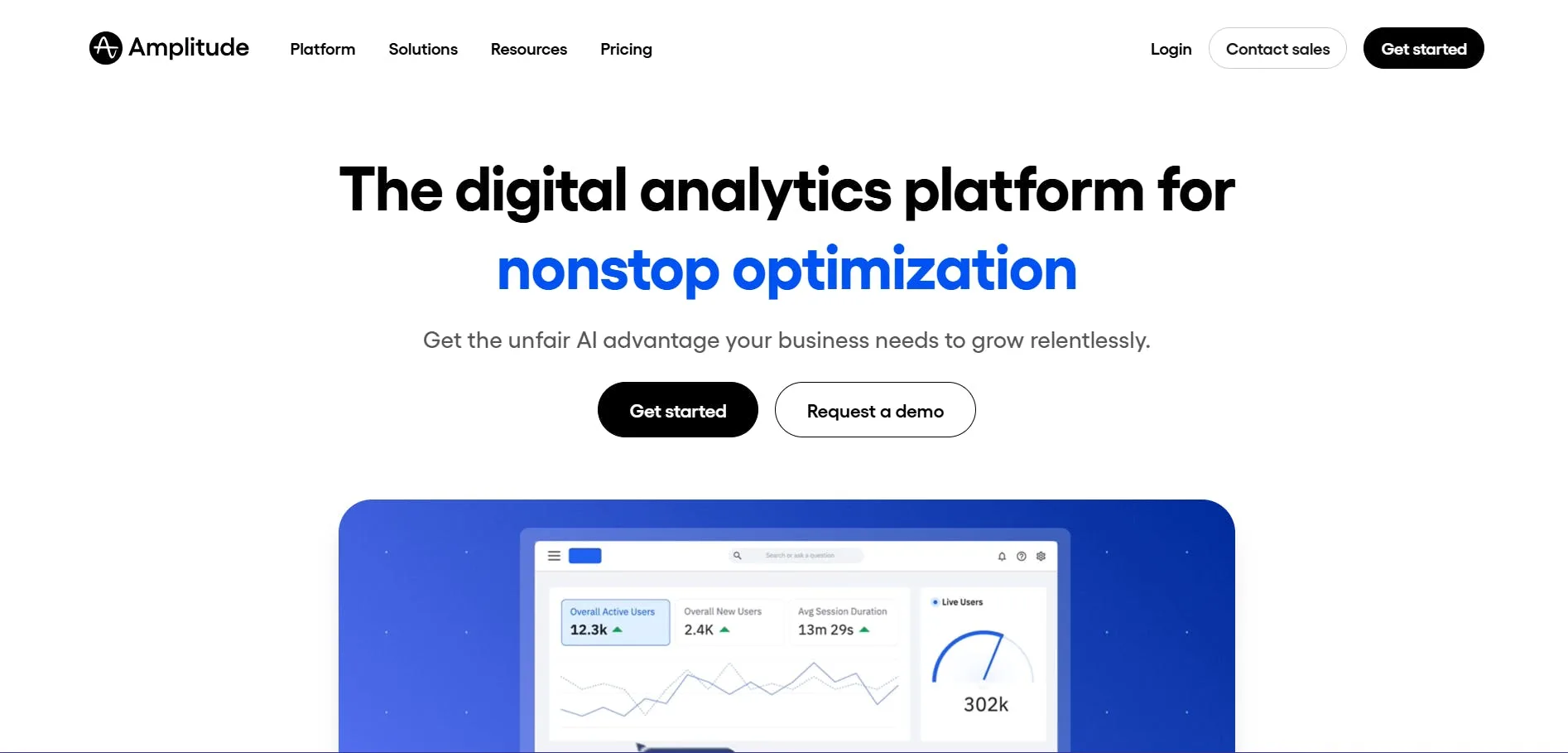 Image of Amplitude homepage