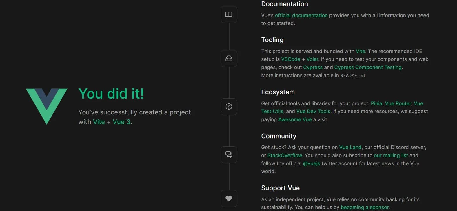 An image of the default app for Vue.