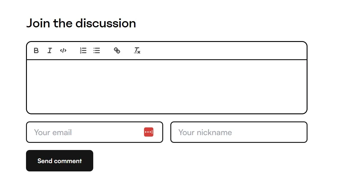 An image of blog commenting functionality.