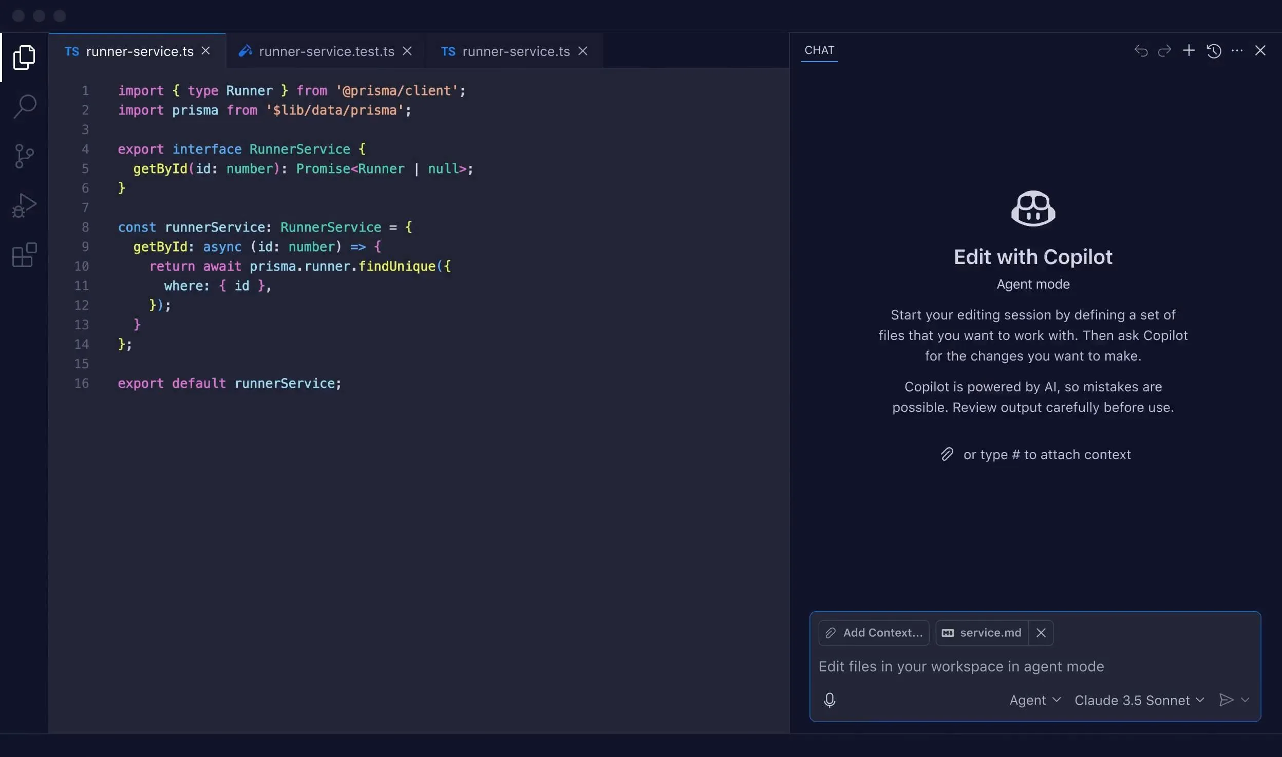 An image of GitHub Copilot agent mode